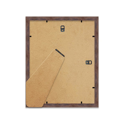 14x11" Walnut Frame With Mount for A4 Pictures 20mm Thin Edge Portrait and Landscape Display with Wall Hooks and Kickstand