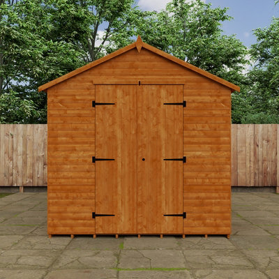 14x8 Loglap Workshop 15mm Shed - L415 x W235 x H254.5 cm - Solid Wood/Softwood/Pine - Burnt Orange - 4