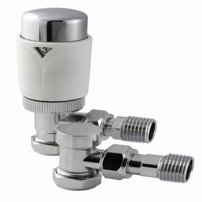 15/10mm A Rated Thermostatic Radiator Valve Angle Twin Pack White ...