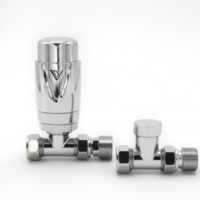 15/10mm A Rated TRV Straight Twin Pack - Chrome Thermostatic Radiator ...