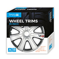 15" Chromia Silver Carbon Wheel Trim Covers Set of 4