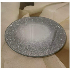15 cm Sparkly Silver Candle Plate Round