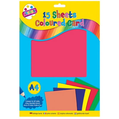 15 Coloured A4 Card Sheets Bright Vibrant Colours Easy To Use Versatile ...