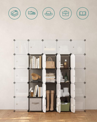 15-Cube DIY Storage Organiser Unit, Plastic Closet Cabinet