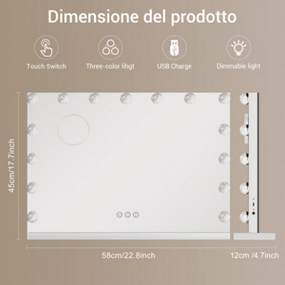 15 Dimmable LED Bulbs Makeup Mirror, Vanity Mirror with Lights