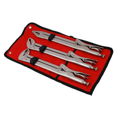 15" Extra Long Locking Pliers Straight Bent Nose Set Mole Grip Clamp