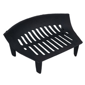 15" Fire Grate For 16" Fireplace Cast Iron Coal Log Black Front Open Basket