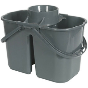 15 Litre Dual Compartment Mop Bucket - Removeable Wringer - Two Carry Handles