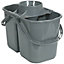 15 Litre Dual Compartment Mop Bucket - Removeable Wringer - Two Carry Handles