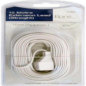 15 Metre Straight Extension Lead Cable Connect Multi Purpose Home Office