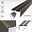 15 Pack A37 36 x 20mm Anodised Aluminium Non Slip Rubber Stair Nosing Edge Trim With Inserts - Champagne With Black Rubber, 0.9m
