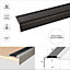 15 Pack Black - A38 46 x 30mm Anodised Aluminium Non Slip Rubber Stair Nosing With Black Rubber 0.9m