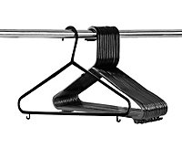 15 Pack Black Coat Hangers Strong Plastic Non-Slip Adult Clothes with Suit Trouser Bar