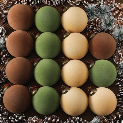 15 Pack Velvet Christmas decorations, flocked Christmas tree baubles ...