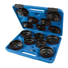 15 PIECE Oil Filter Wrench Cup Socket Set Cap Changing Tool 65mm to 100mm