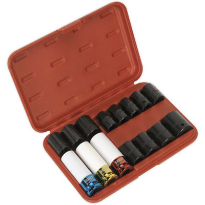 15 Piece Premium Impact Socket and Wheel Nut Remover Set with 1/2 Inch Drive