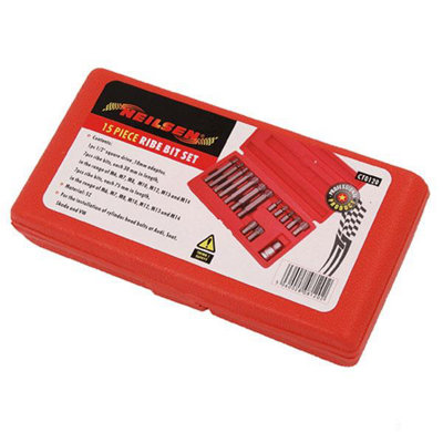 15 Piece Ribe Bit Set Socket Set (Neilsen CT0120)