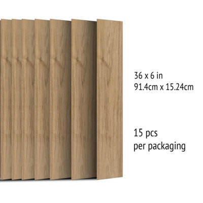 15 Pieces Latte Brown Wood Look Vinyl Flooring - 4