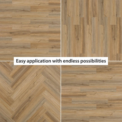 15 Pieces Latte Brown Wood Look Vinyl Flooring - 6