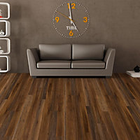 15 Pieces Umber Brown Wood Look Vinyl Flooring