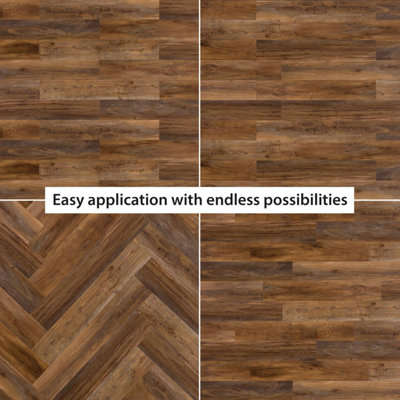15 Pieces Umber Brown Wood Look Vinyl Flooring - 5