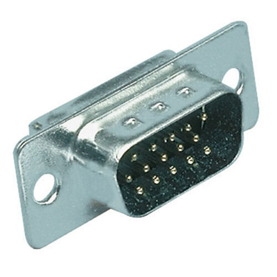 15 Pin Male D Sub VGA Plug Solder Connector High Density Chassis Panel Mount