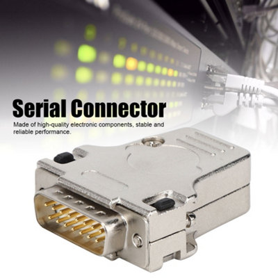 15-Pin Male DB15P-180 D-SUB Serial Connector with Metal Shell Adapter