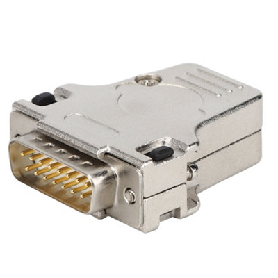 15-Pin Male DB15P-180 D-SUB Serial Connector with Metal Shell Adapter