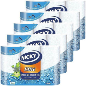 15 Rolls of 3ply Nicky Elite Super Absorbent Kitchen Towels - 50 Sheets Per Roll