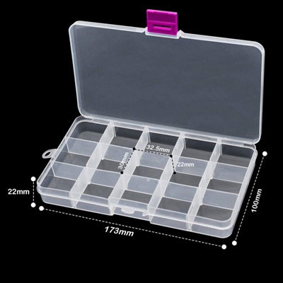 15 Slot Small Plastic Storage Box, Adjustable Divider Box, Pink Lock