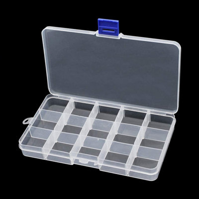 15 Slot Small Plastic Storage Box, Adjustable Divider Box