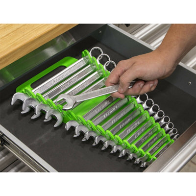 15 Spanner GREEN TPR Sharks Teeth Tool Rack for Drawer and Wall ...