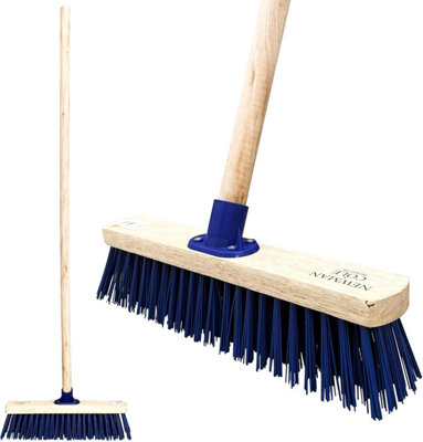 15" Stiff Outdoor Broom with PVC Hard Blue Bristle Brush