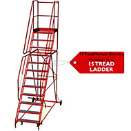 15 + 13 Rung Roof Ladder & Ridge Safety Hook Double Section 6.7m MAX Grip  Steps
