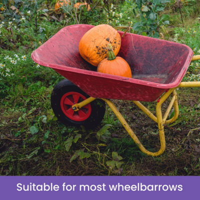 15" Wheelbarrow Wheel Pneumatic Tyre, No Bearings, 200kg Load Capacity