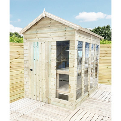 15 x 10 Pressure Treated Apex Potting Shed and Bench