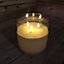 15 x 15cm Triple Flame Real Wax Christmas Candle in Smoke Grey Glass with Timer, Dimmer and Remote