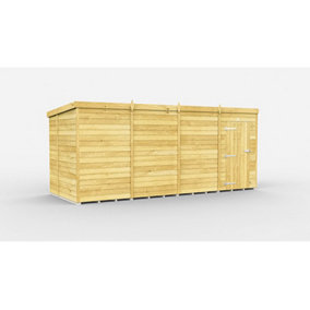 15 x 6 Feet Pent Shed - Single Door Without Windows - Wood - L178 x W454 x H201 cm