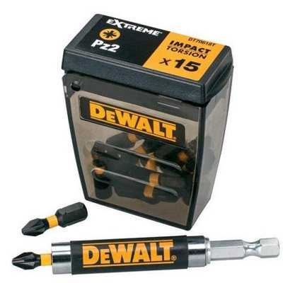 15 x Dewalt DT70618T-QZ Extreme Impact Torsion Bits PZ2 (Tic Tac Box & Holder - 3