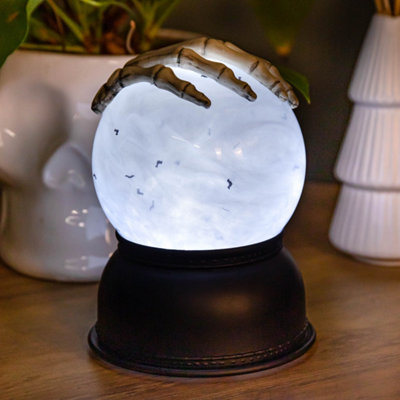150 Battery Operated Light up Grey Skeleton's Hand Water Globe Decoration