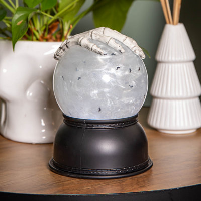 150 Battery Operated Light up Grey Skeleton's Hand Water Globe Decoration - 3