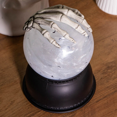 150 Battery Operated Light up Grey Skeleton's Hand Water Globe Decoration - 4