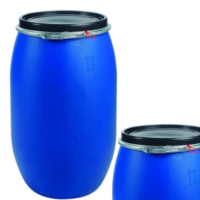 150 Litre Air Tight Blue Open Top Large Plastic Storage Keg Barrel Drum With Lid & Latch Ring - 3