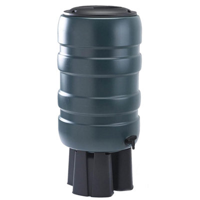 150 Litre Medium Outdoor Slimline Garden Water Butt With Stand, Tap & Kit
