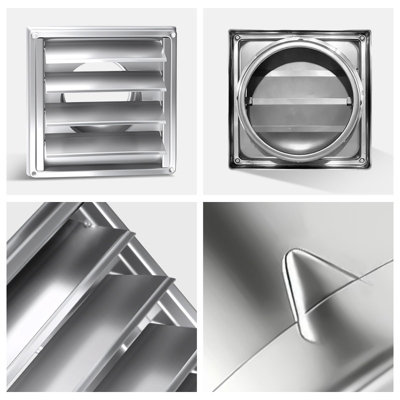 150 mm square stainless steel ventilation grille - Adjustable ...