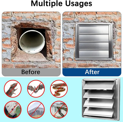 150 mm square stainless steel ventilation grille - Adjustable ...