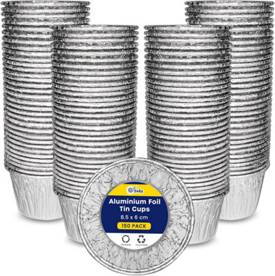150 Pack Reusable Foil Cupcake Cases 200ml - Aluminium Foil Tin Cups for Airfryer