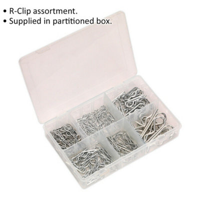150 Piece R-Clip Assortment Set with 6 Sizes in Storage Box