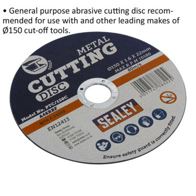 150 x 1.6mm Flat Metal Cutting Disc - 22mm Bore - Heavy Duty Angle Grinder Disc