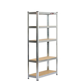 150 x 75 x 30cm - Galvanised - 5 Tier Boltless Heavy Duty Garage Shelving Unit - 1000kg Load Weight